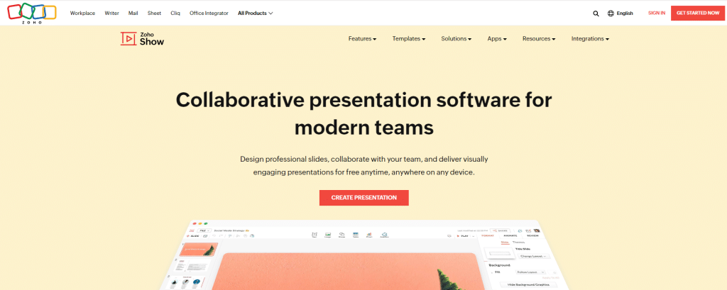 ilmainen valokuvien diaesitysohjelma musiikilla Zoho-show