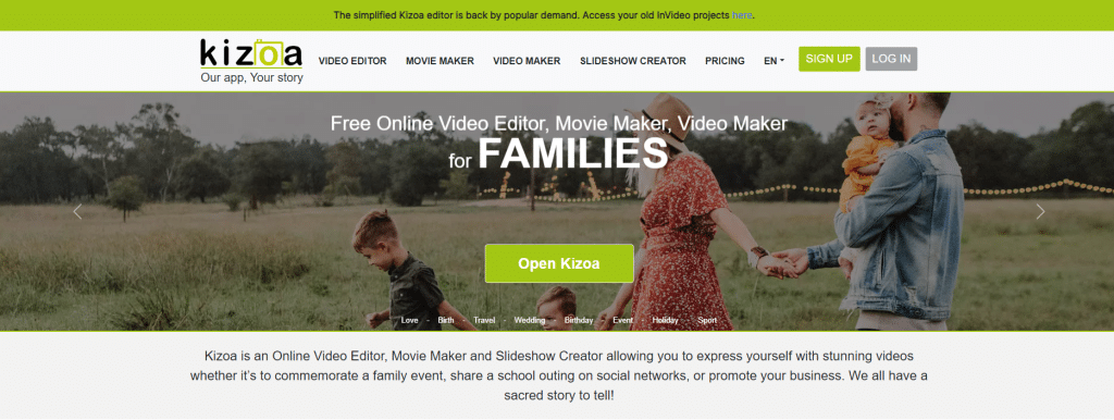 fotó és videó diavetítés készítő Kizoa