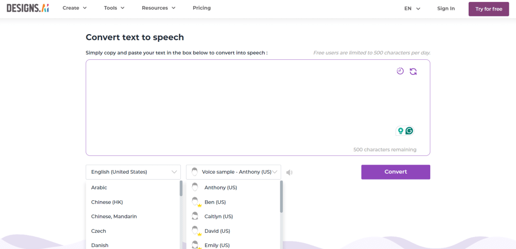 AI Text to Voice DESIGNS AI