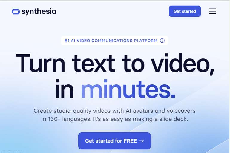 Text to Voice generátor zdarma Synthesia