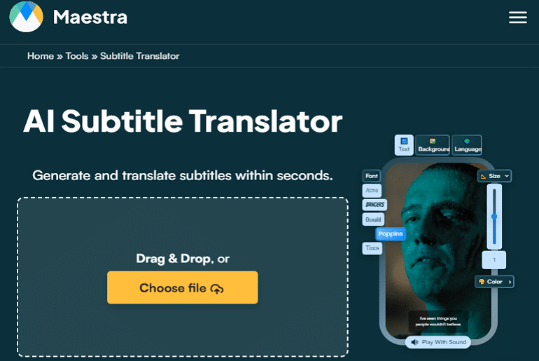 ai subtitle translator Maestra AI
