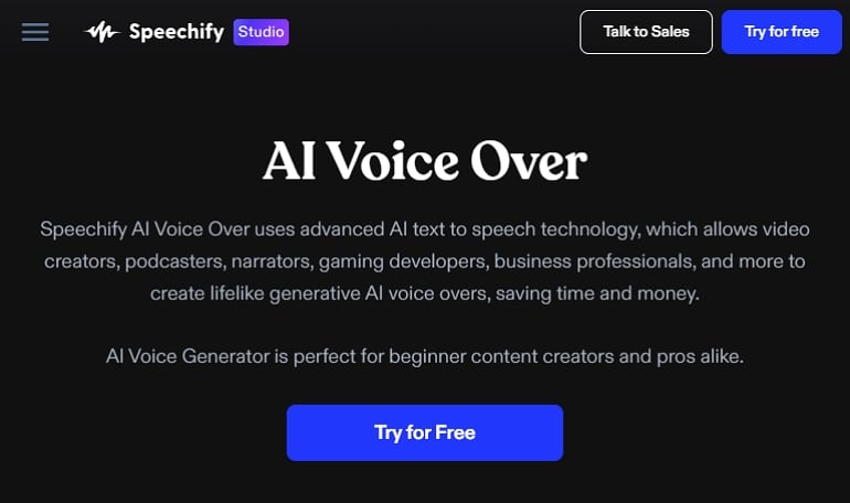 voiceover generator Speechify
