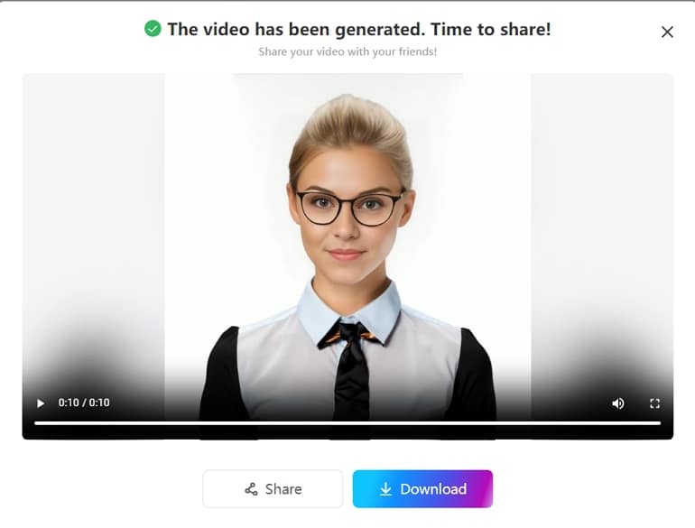 Téléchargez et partagez des vidéos avec un avatar parlant IA