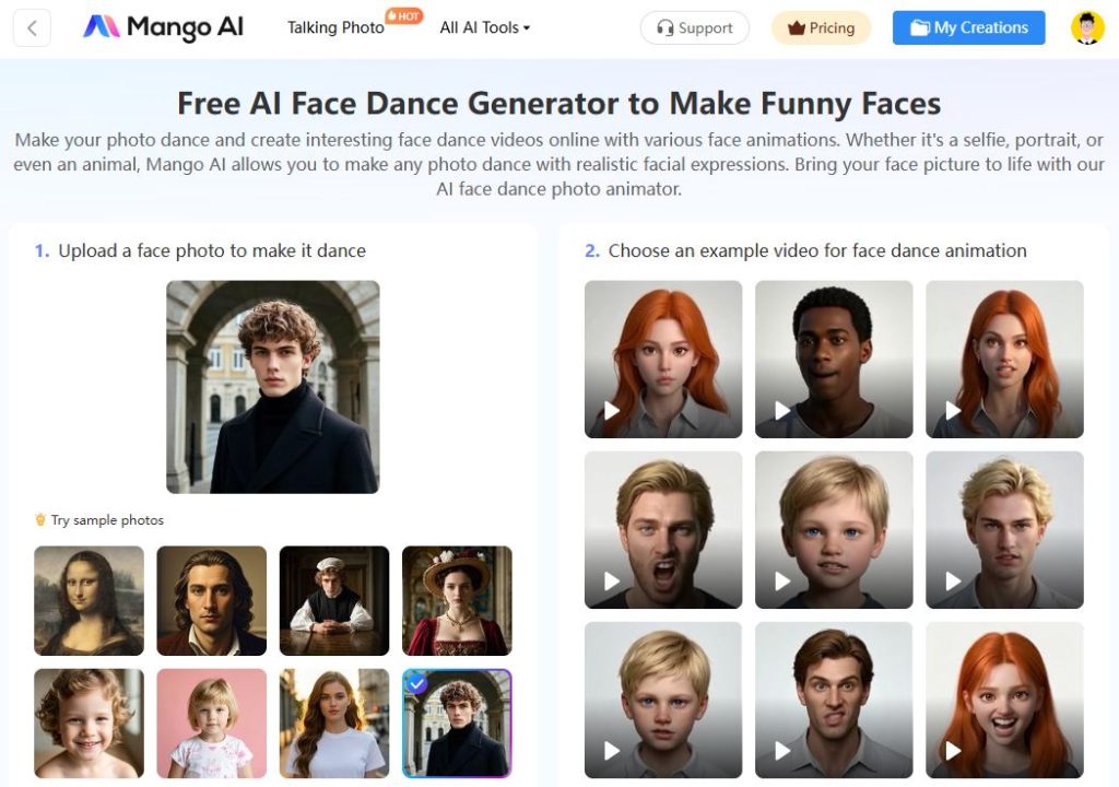 온라인에서 무료로 사진으로 얼굴 애니메이션 만들기