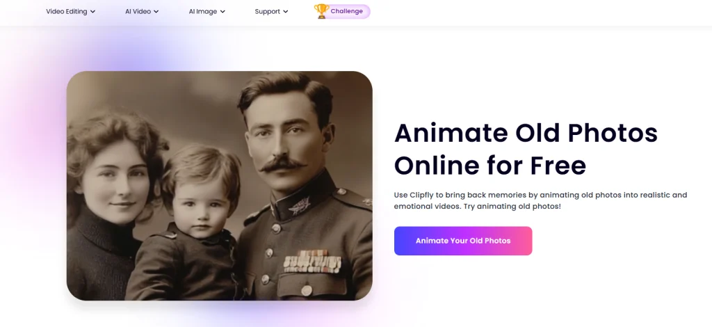 Clipfly animoi kuvia tekoälyllä