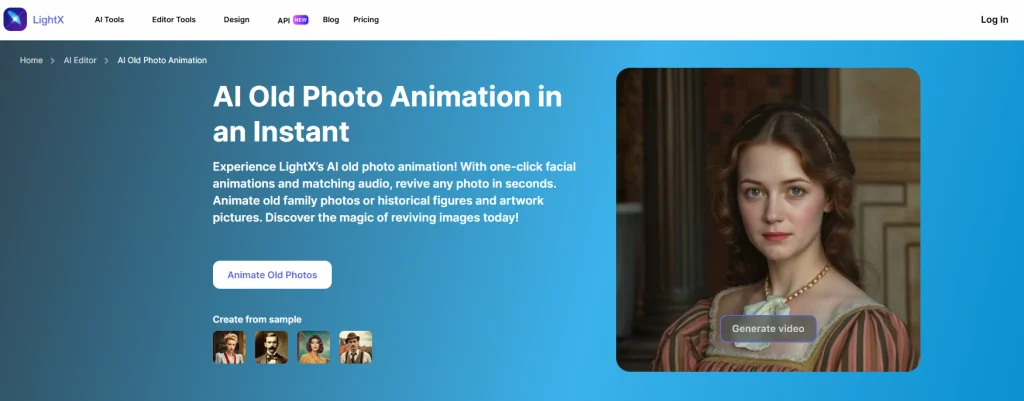 LightX-animoi kuvia tekoälyllä