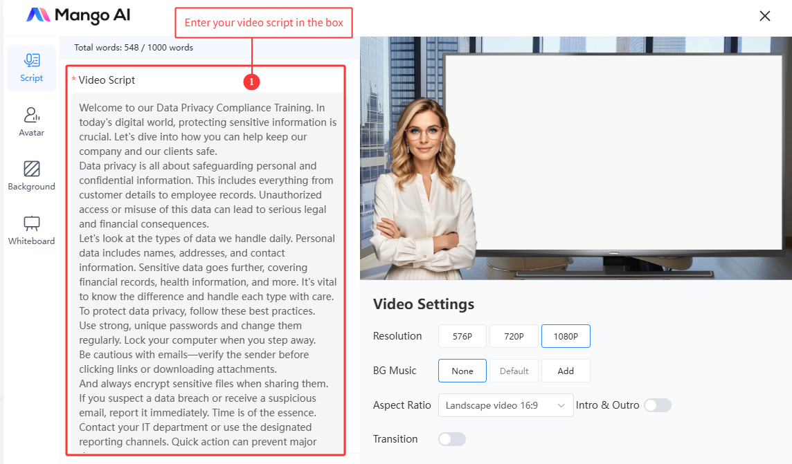 AI compliance training video generator