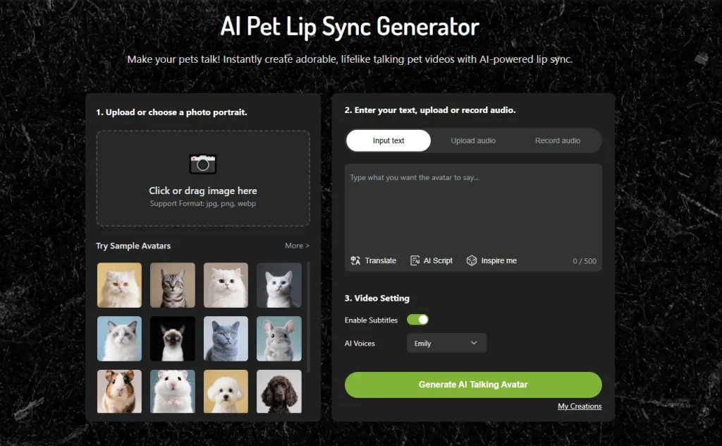 Générateur de synchronisation labiale pour animaux de compagnie