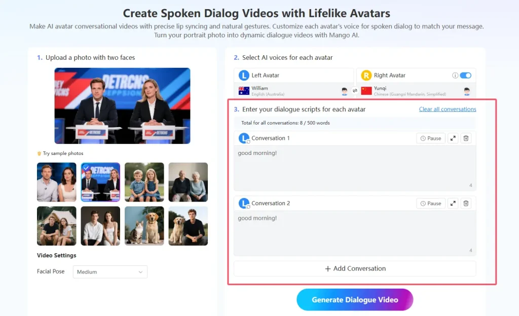 avatar dialogue enter dialogue scripts for each avatar