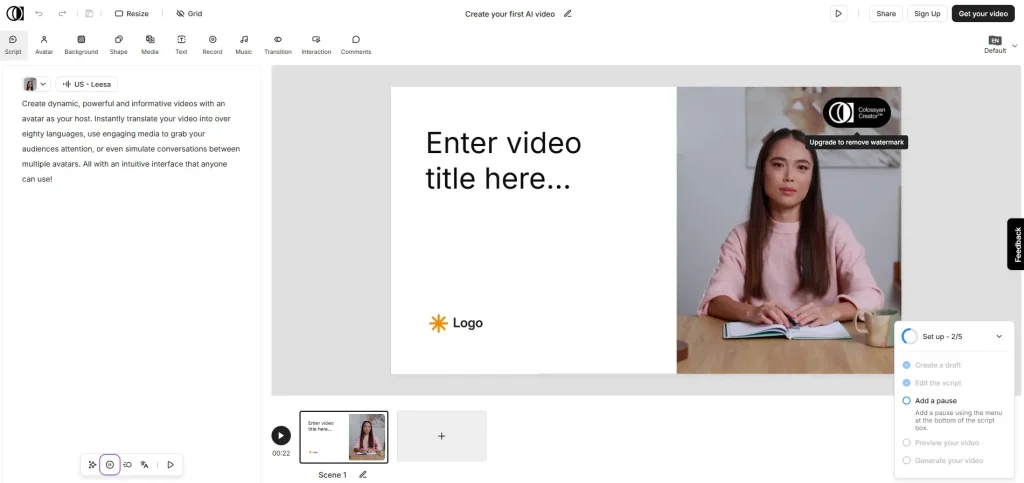 colossyan ai generated videos from text
