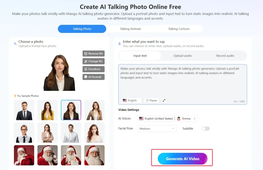 create ai talking photo: generate your talking picture