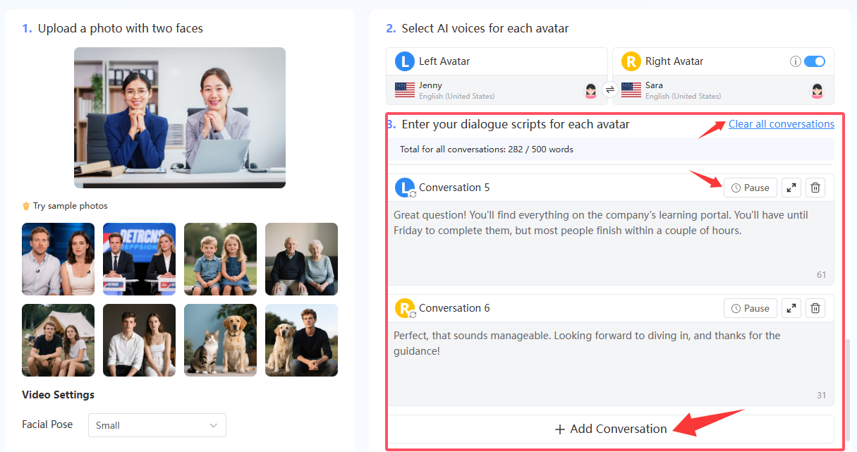 hr training video, avatar dialog