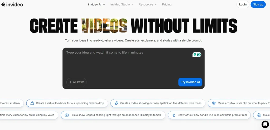 invideo ai generated video from text