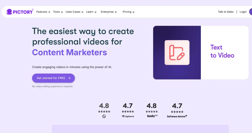 pictory ai generated videos from text