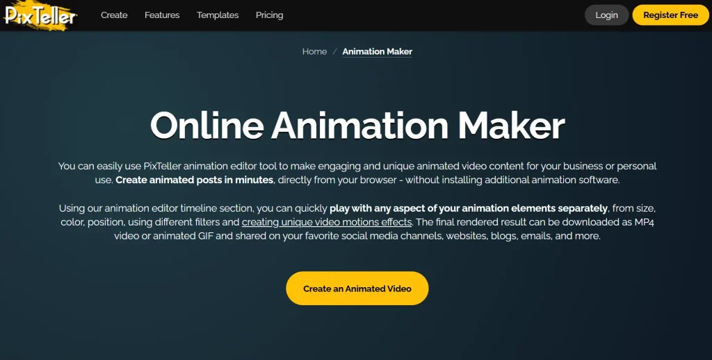 pixteller free online animation maker