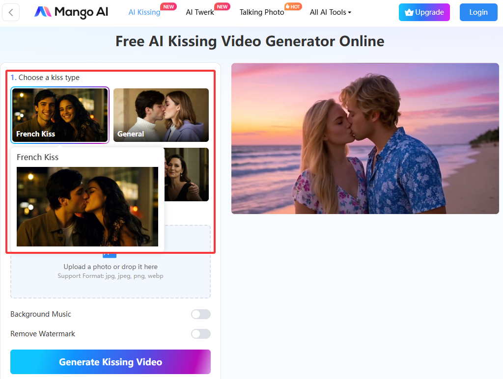 ai kissing video generator