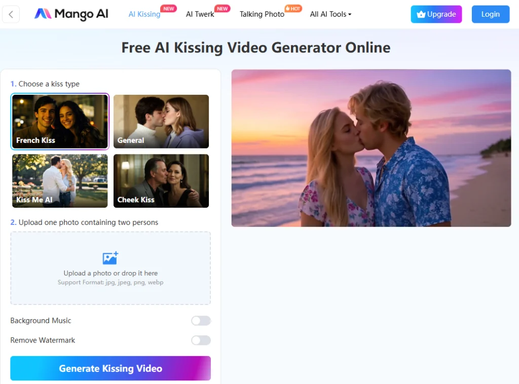 ai kissing video generator