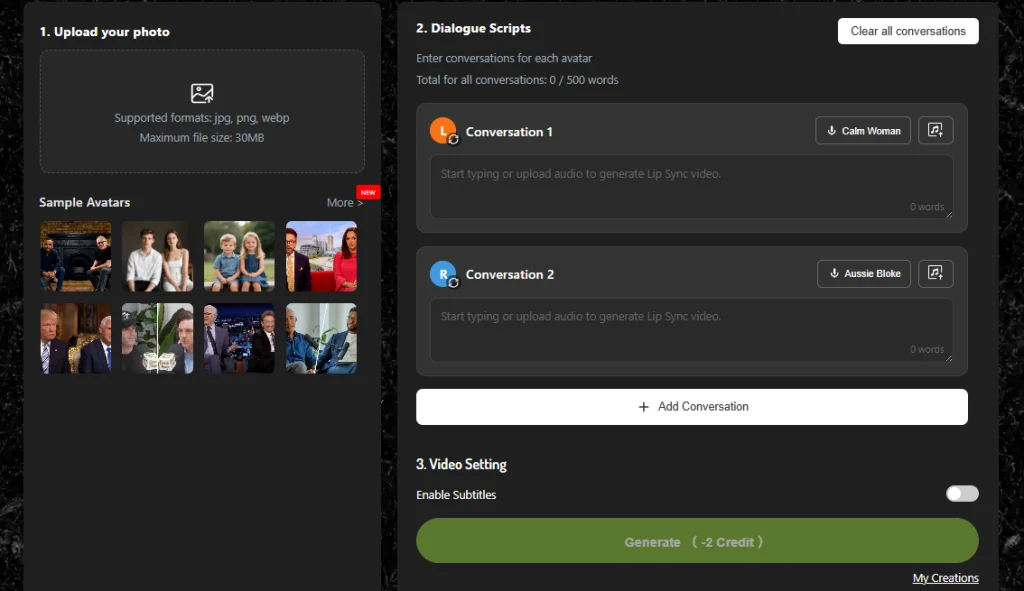 avatar conversation, spoken dialogue