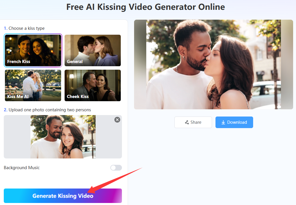 create kissing videos