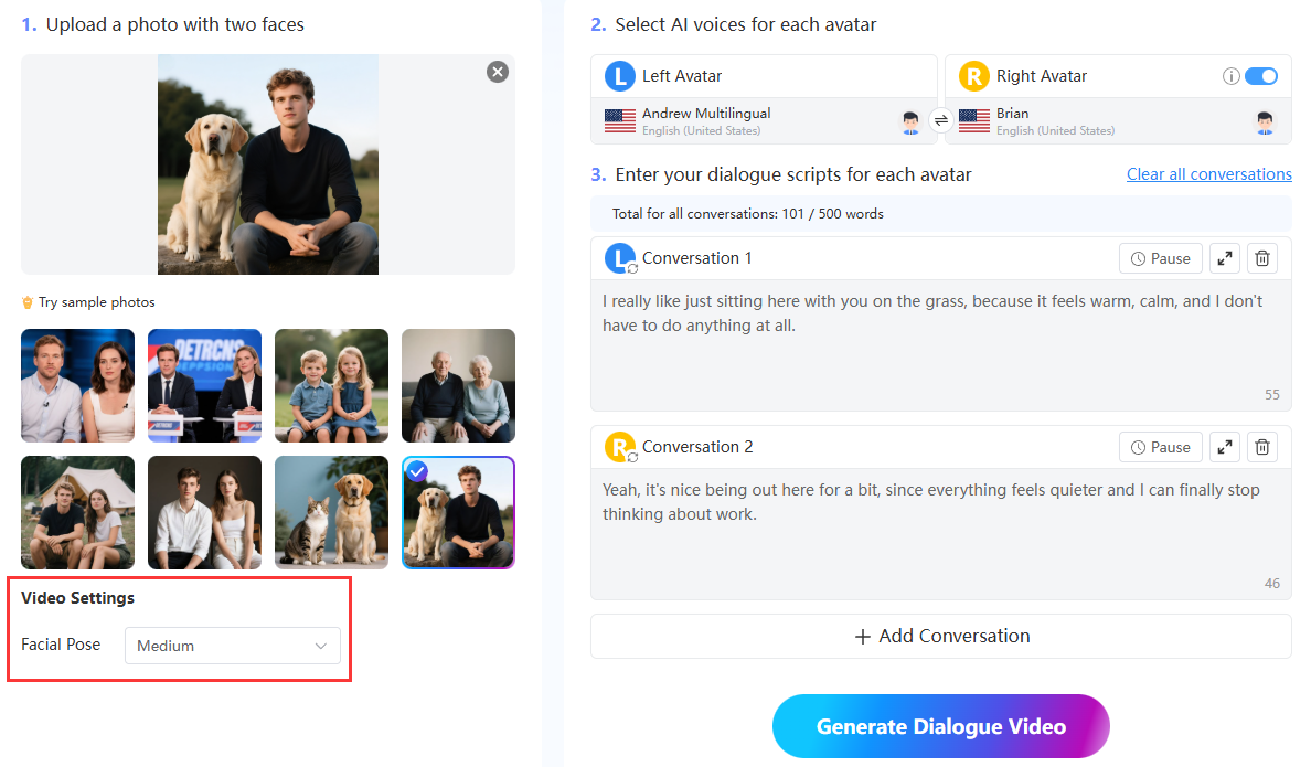skapa avatar för talad dialog