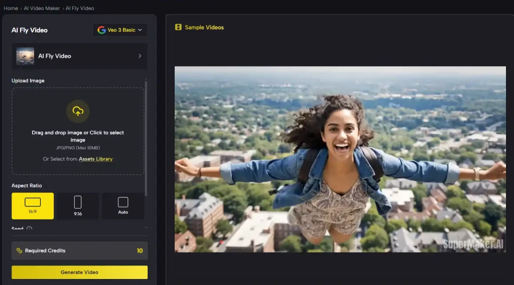 ai flying video generator supermaker
