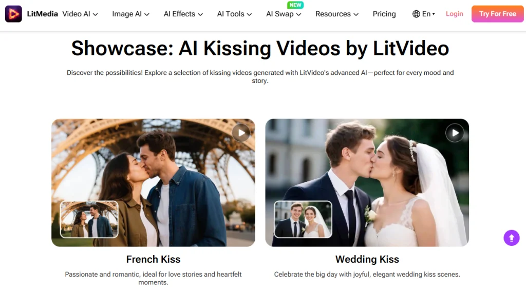 romantic kissing video, ai french kiss generator