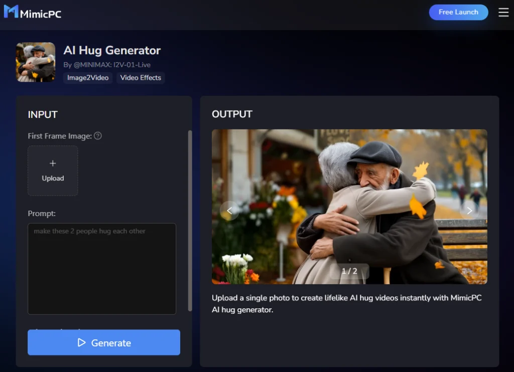 เครื่องมือสร้างการกอดด้วย AI ออนไลน์