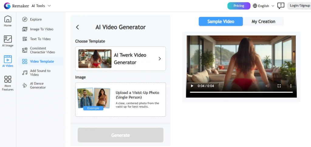 generator de twerk cu inteligență artificială, videoclip cu twerk cu inteligență artificială