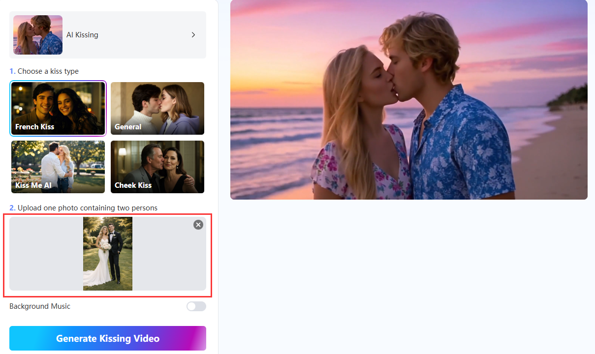 korte video van een tongzoen