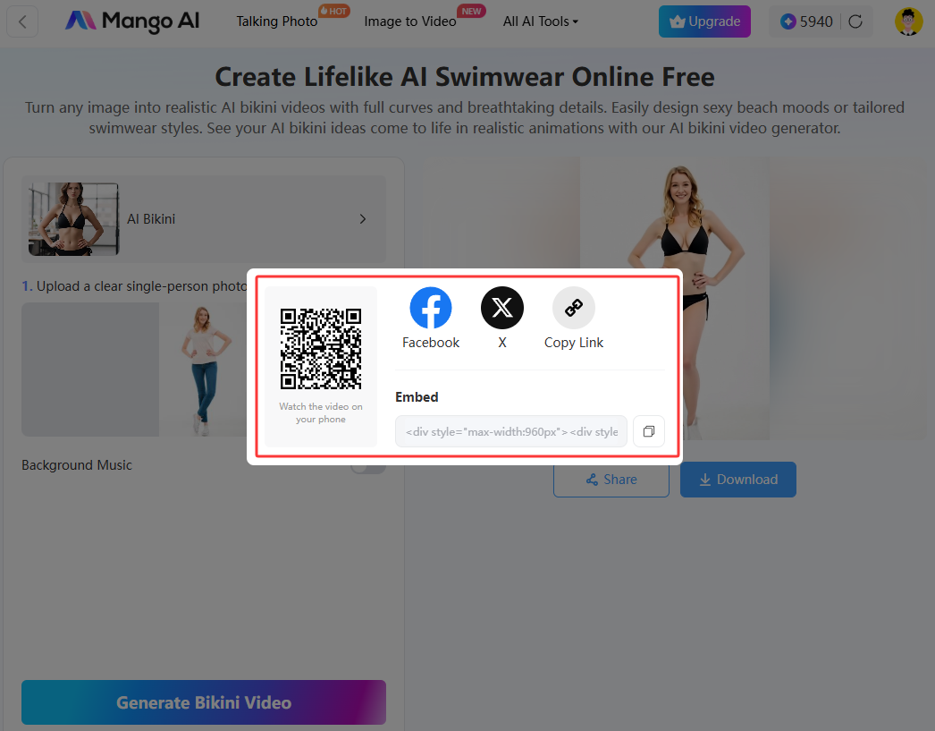 biquíni de IA grátis