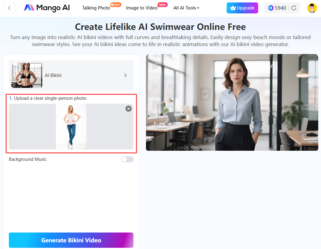 vídeo de biquíni de IA