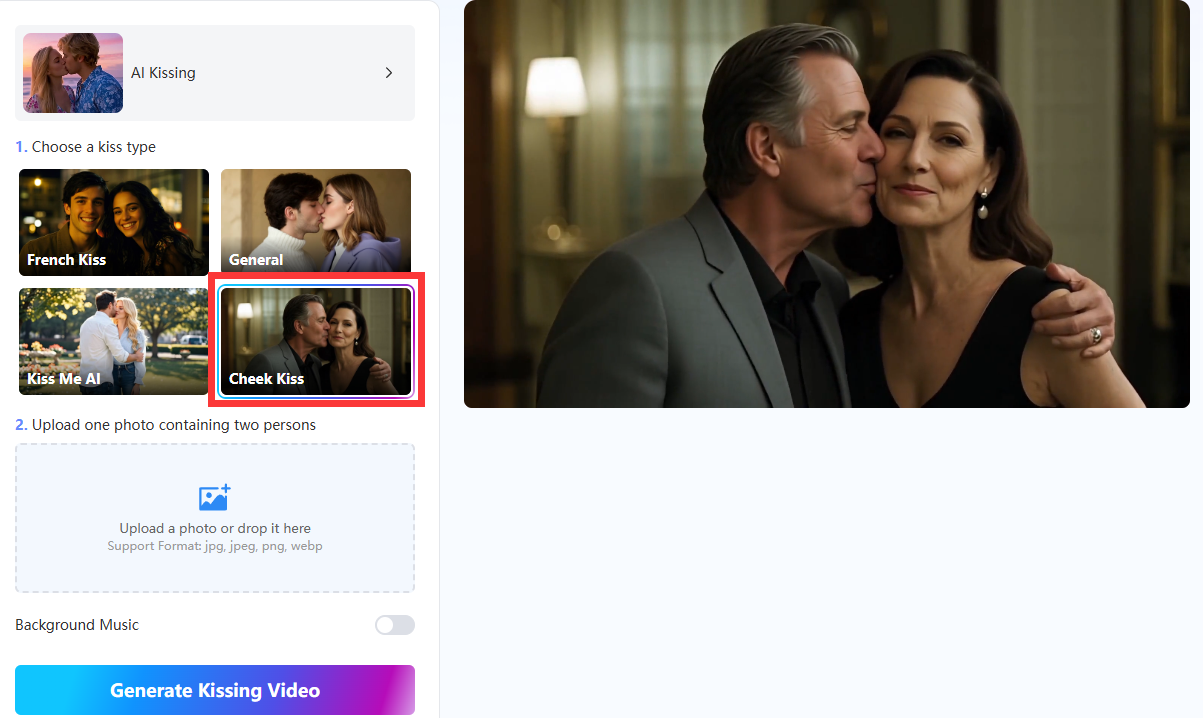 select cheek kiss effect