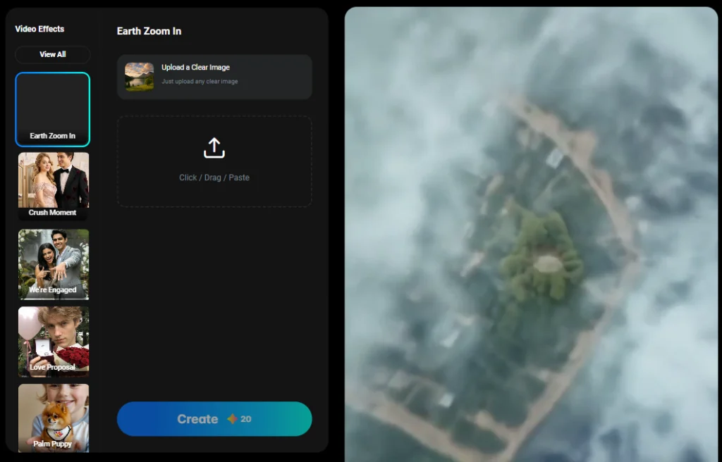 generator wideo z powiększeniem Ziemi