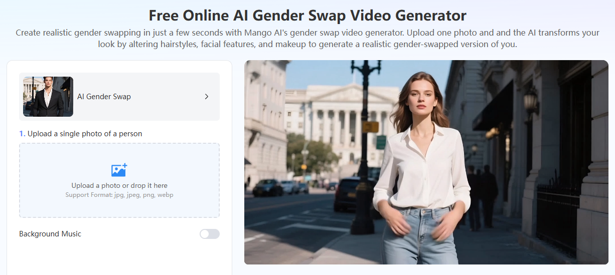 AI 사진 성별 바꾸기, AI 비디오 성별 바꾸기 생성기