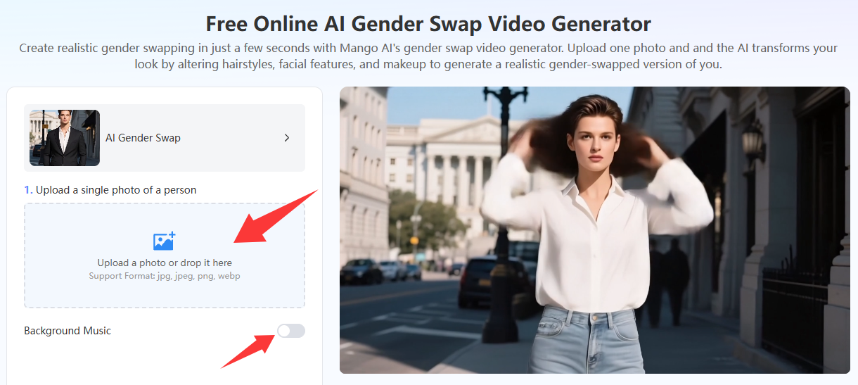 AI 성별 전환 비디오 생성기, AI가 생성한 성별 전환