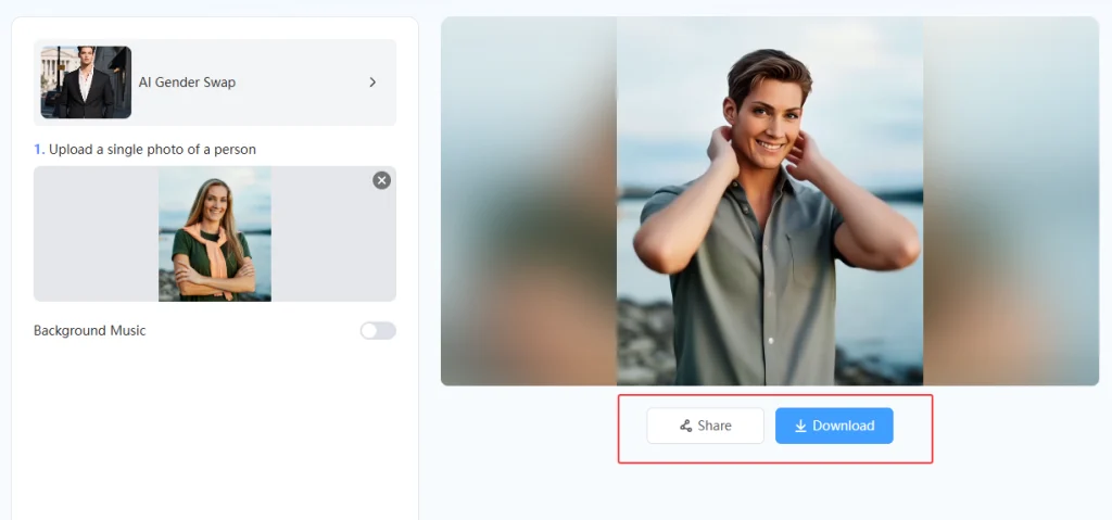 AI 성별 전환 비디오 생성기, AI가 생성한 성별 전환