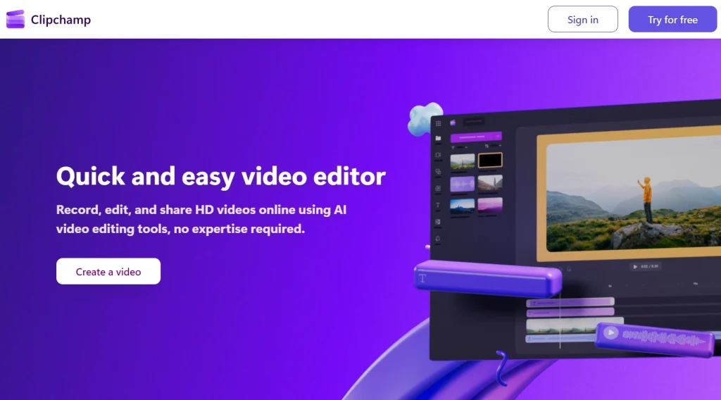 clipchamp ai video maker free