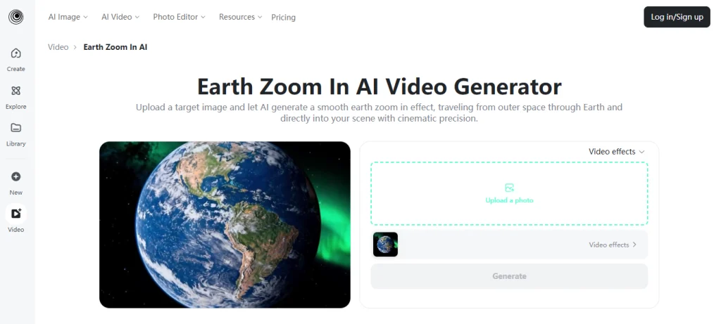 ai earth zoom in video
