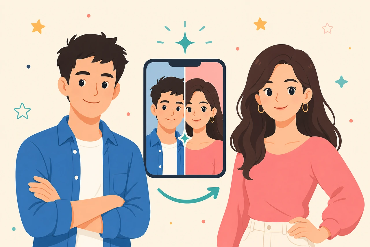 Transformacja płciowa AI umożliwiająca zamianę płci męskiej i żeńskiej