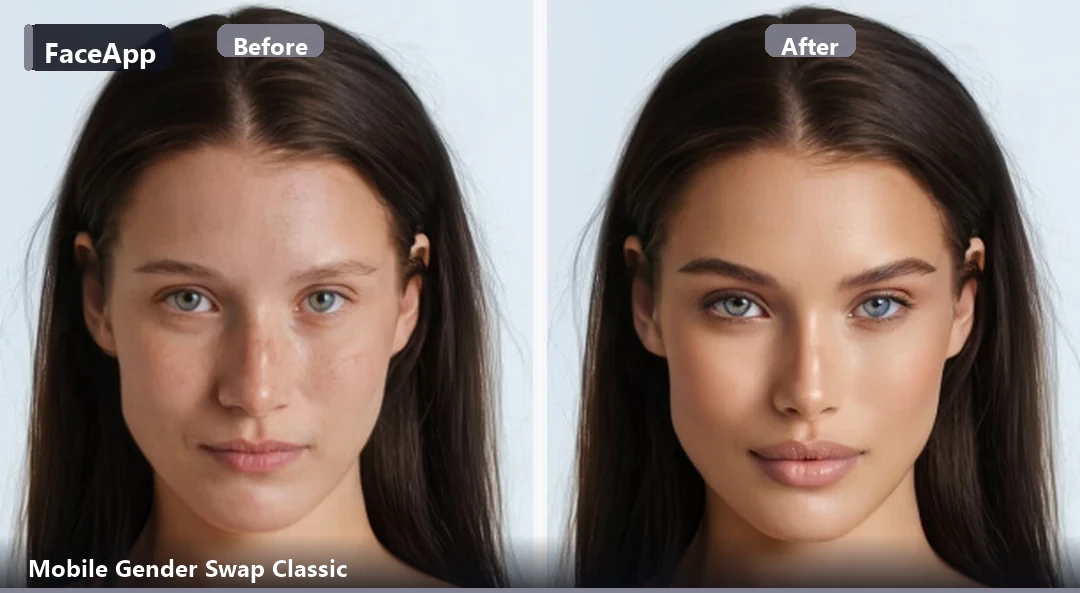 Pokaż filtr FaceApp Impression przed i po z oficjalnej galerii porównawczej