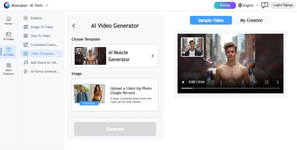 ai muscle video maker imageover remaker