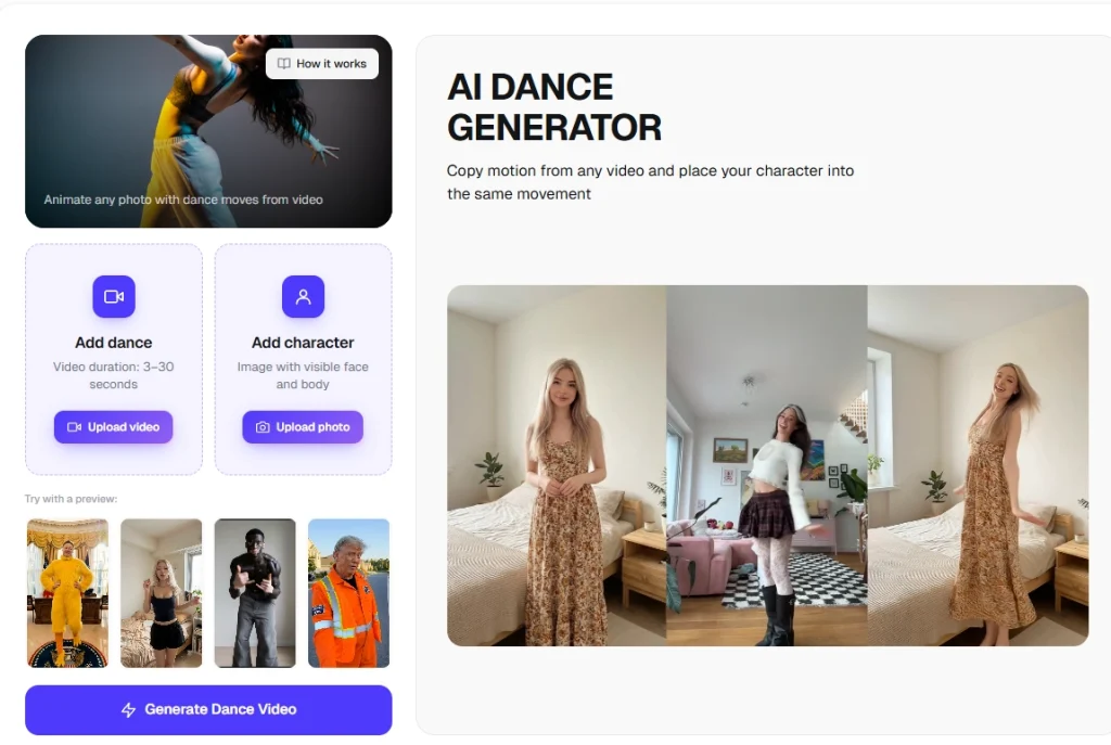 free AI dance video generator, dance AI generator